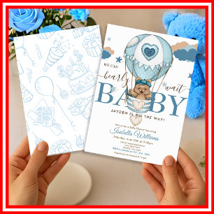 We Can Bearly Wait Blue Boy Baby Shower Invitation
