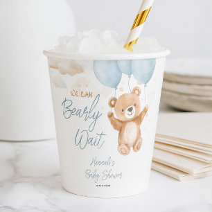 We Can Bearly Wait Blue Boy Baby Shower Paper Cups