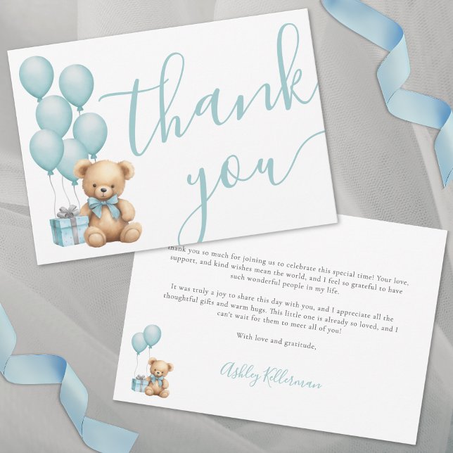 We Can Bearly Wait Blue Boy Baby Shower Thank You Card (We Can Bearly Wait Blue Boy Baby Shower Thank You Card )