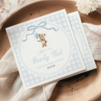 We Can Bearly Wait Blue Teddy Bear Baby Shower