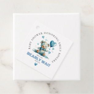 We Can Bearly Wait Blue Teddy Bear Favour Tags