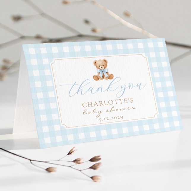 We can bearly Wait Blue Teddy bear Thank You Card (Creator Uploaded)