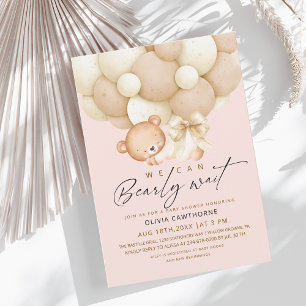 We can Bearly Wait Blush Pink Baby Shower Invitation