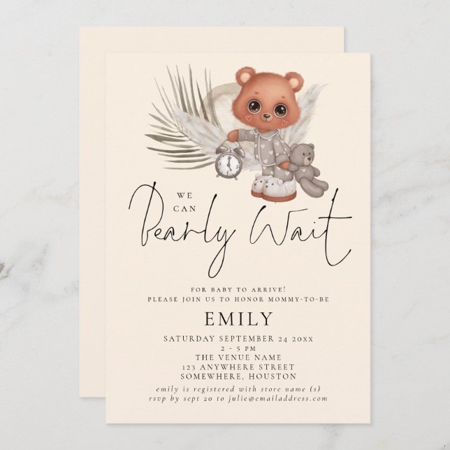 We Can Bearly Wait Boho Chic Baby Shower  Invitation (Front/Back)