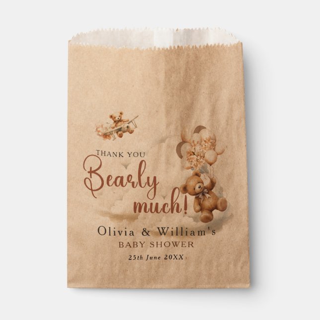 We Can Bearly Wait Boho Gender Neutral Baby Shower Favour Bags (Front)