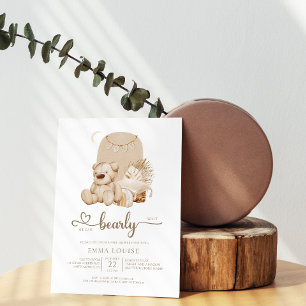 We Can Bearly Wait Boho Neutral Baby Shower Invitation