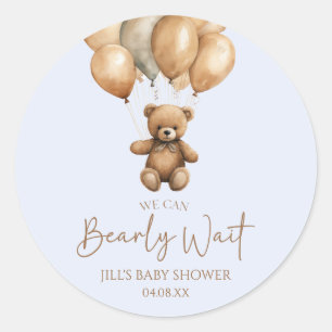 We Can Bearly Wait Boho Teddy Bear Baby Shower Classic Round Sticker