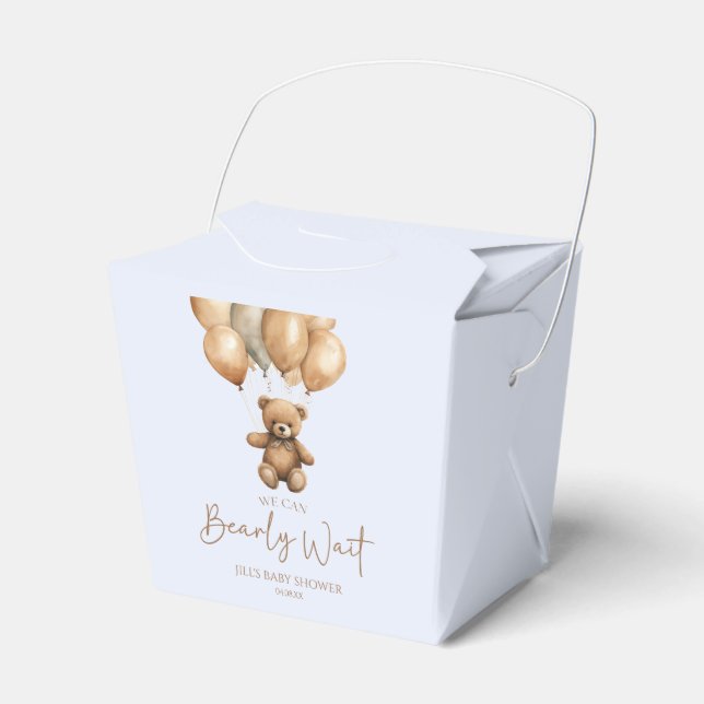 We Can Bearly Wait Boho Teddy Bear Baby Shower Favour Box (Front Side)