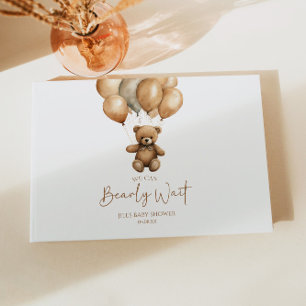 We Can Bearly Wait Boho Teddy Bear Baby Shower Guest Book
