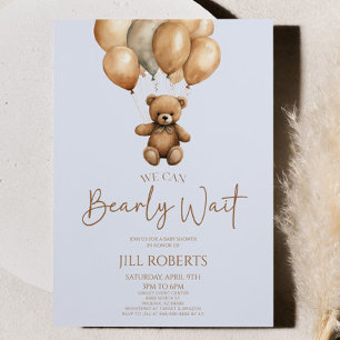We Can Bearly Wait Boho Teddy Bear Baby Shower Invitation