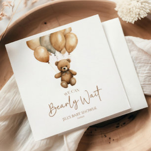 We Can Bearly Wait Boho Teddy Bear Baby Shower Napkin