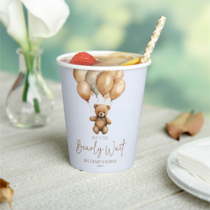 We Can Bearly Wait Boho Teddy Bear Baby Shower Paper Cups