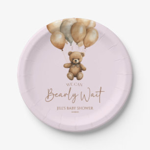 We Can Bearly Wait Boho Teddy Bear Baby Shower Paper Plate