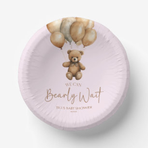 We Can Bearly Wait Boho Teddy Bear Baby Shower Paper Plate
