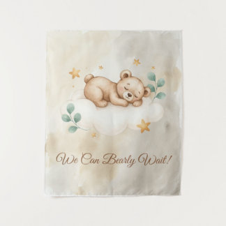 We Can Bearly Wait Boho Teddy Bear Baby Shower Tapestry