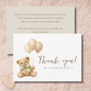 We Can Bearly Wait Boho Teddy Bear Baby Shower Thank You Card