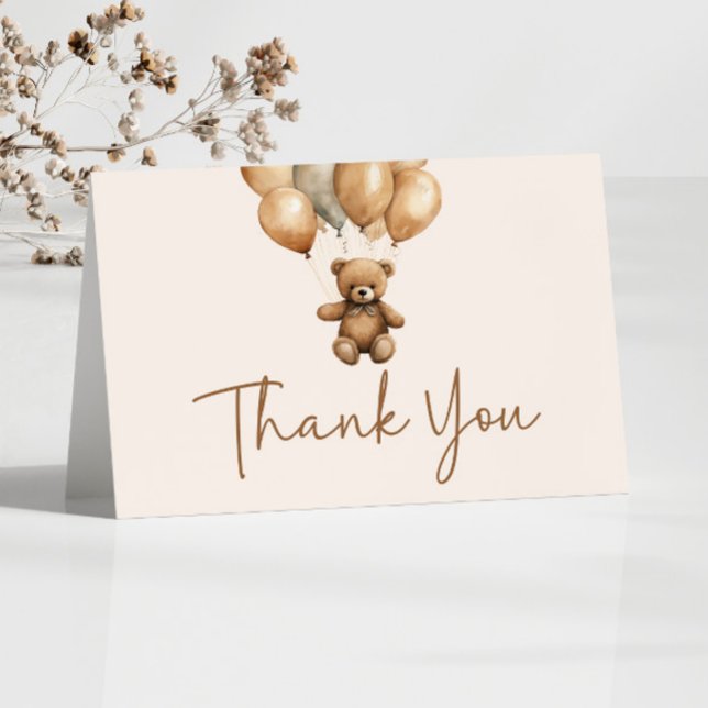 We Can Bearly Wait Boho Teddy Bear Baby Shower Thank You Card (Creator Uploaded)