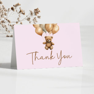 We Can Bearly Wait Boho Teddy Bear Baby Shower Thank You Card