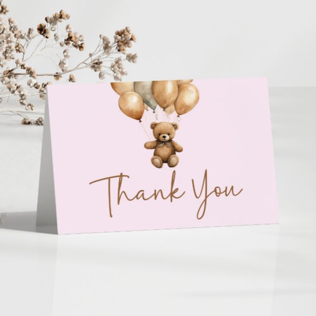 We Can Bearly Wait Boho Teddy Bear Baby Shower Thank You Card (Creator Uploaded)