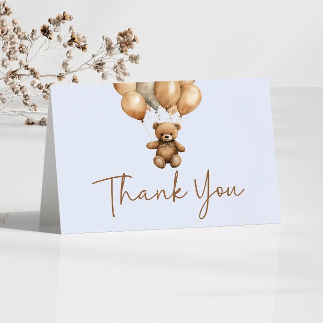 We Can Bearly Wait Boho Teddy Bear Baby Shower Thank You Card (Creator Uploaded)