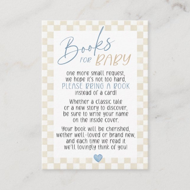 We Can Bearly Wait Books for Baby Boy Shower Enclosure Card (Front)
