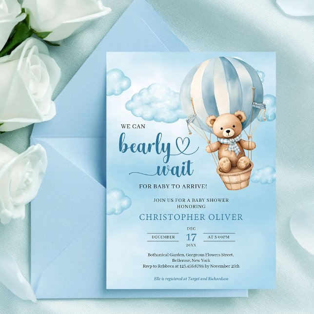 We can bearly wait boy baby shower invitation (We can bearly wait boy baby shower invitation)