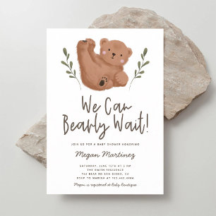 We Can Bearly Wait Boy Baby Shower Invitation