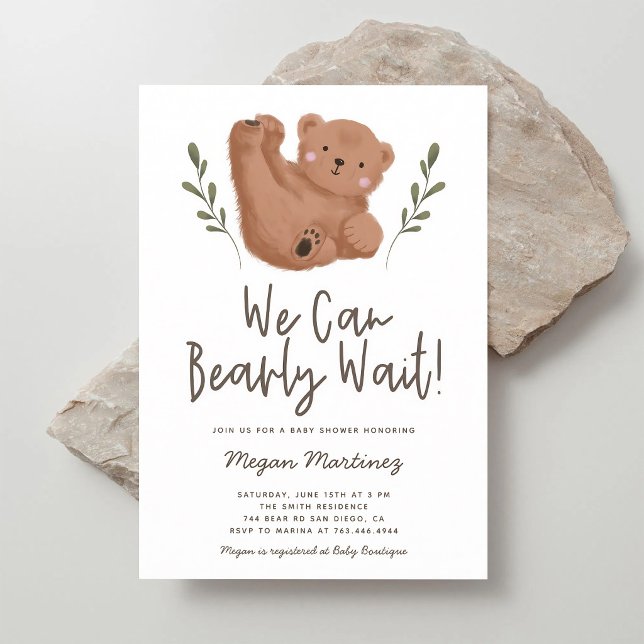 We Can Bearly Wait Boy Baby Shower Invitation (Creator Uploaded)