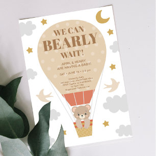 We Can Bearly Wait Boy Baby Shower Invitation