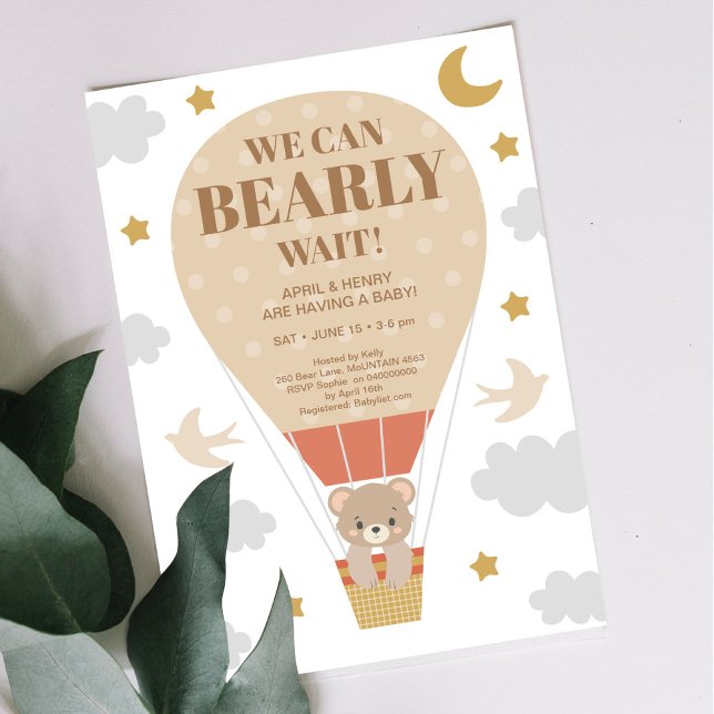 We Can Bearly Wait Boy Baby Shower  Invitation (Creator Uploaded)
