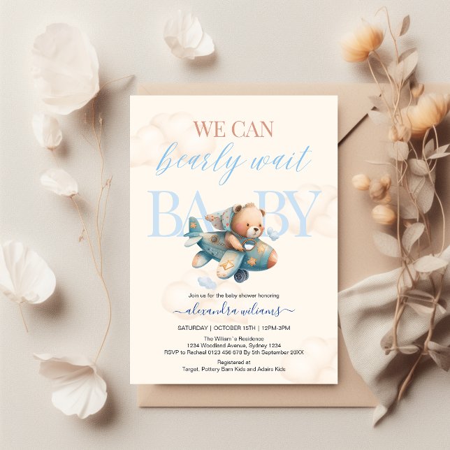 We can bearly wait boy baby shower invitation (Creator Uploaded)