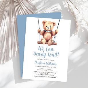 We Can Bearly Wait Boy Baby Shower Invitation