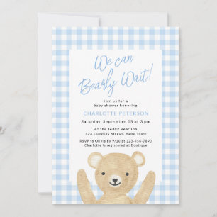 We Can Bearly Wait Boy Baby Shower Invitation