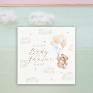 We Can Bearly Wait Boy Baby Shower Napkin