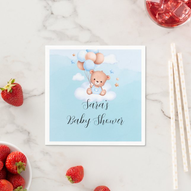 We Can Bearly Wait Boy Baby Shower Napkins (Insitu)