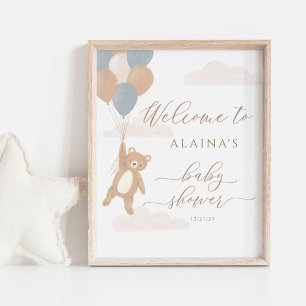 We Can Bearly Wait Boy Baby Shower Welcome Sign
