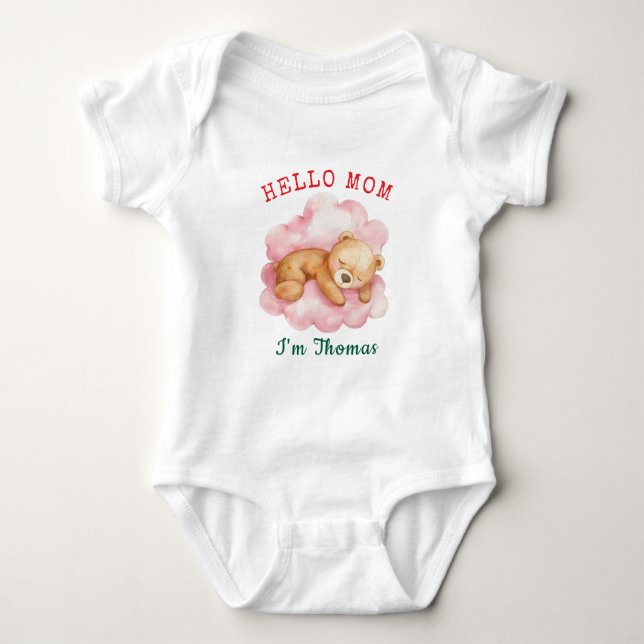 We Can Bearly Wait Boy Cute Bear Baby Shower  Bodysuit (Front)