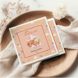 We Can Bearly Wait Boy Cute Bear Baby Shower Napkin