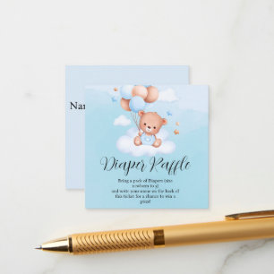 We can Bearly Wait Boy Diaper Raffle Enclosure Card