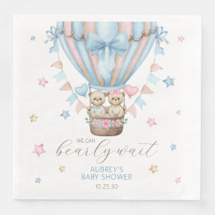 We Can Bearly Wait Boy Girl Twin Baby Shower Napkin