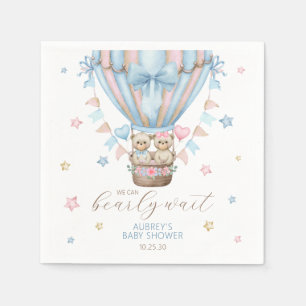 We Can Bearly Wait Boy Girl Twin Baby Shower Napkin