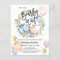 We Can Bearly Wait Boy Teddy Bear Baby Shower