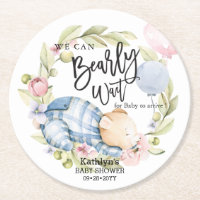 We Can Bearly Wait Boy Teddy Bear Baby Shower
