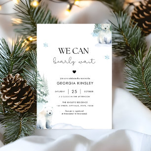 We can Bearly Wait Boy Twin Polar Bear Baby Shower Invitation