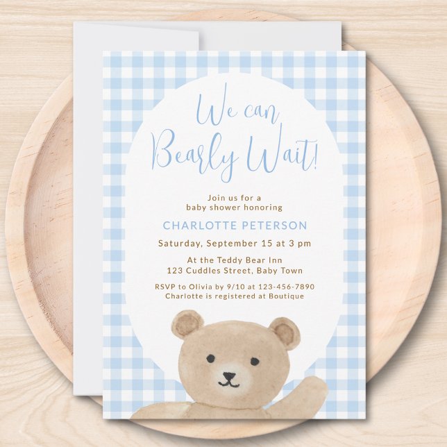 We Can Bearly Wait Boy's Baby Shower  Invitation (Creator Uploaded)