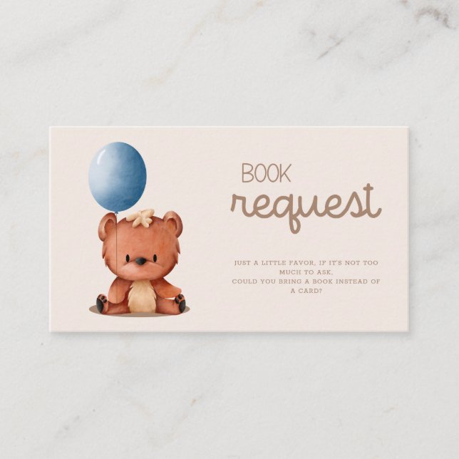 We Can Bearly Wait Bring a Book Baby Shower Enclosure Card (Front)