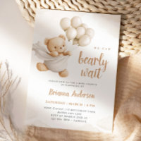 We Can Bearly Wait Brown Baby Shower Invitation