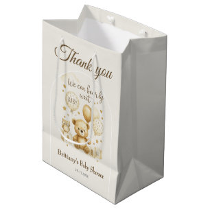 We Can Bearly Wait Brown Baby Shower  Medium Gift Bag
