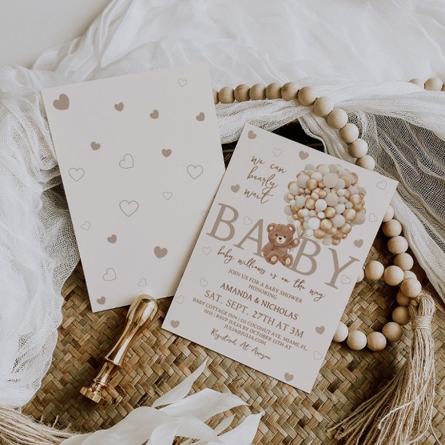 We Can Bearly Wait Brown Bear Baby Shower Invitation (Creator Uploaded)