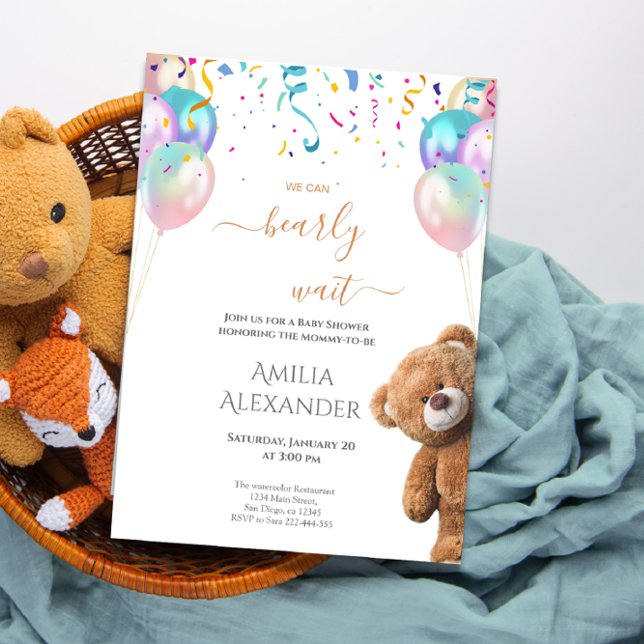 we can bearly wait celebration theme baby shower invitation (Creator Uploaded)